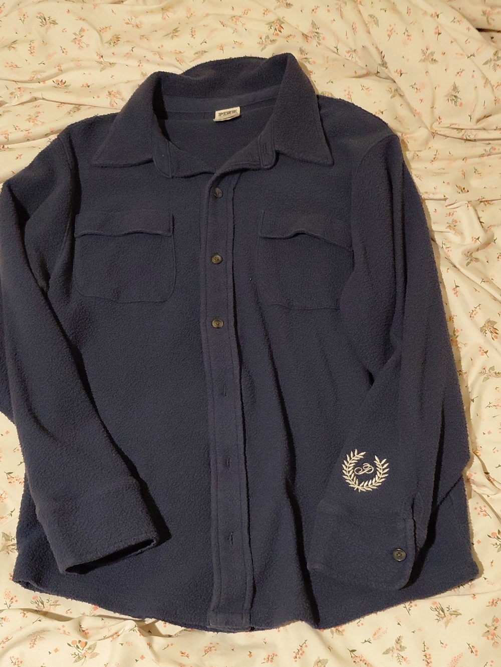 PINK Victoria's Secret Navy Button-Front Fleece Shirt